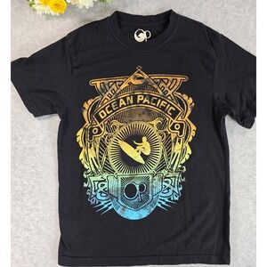 Y2K‎ Ocean Pacific Black Graphic T Shirt Youth Size 8 Surf Board Logo Tee 2000s
